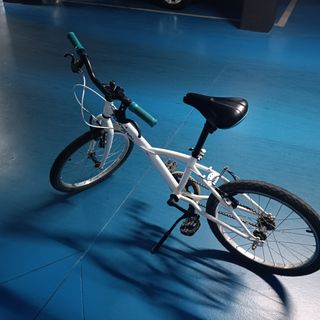 Bicicleta infantil blanca y azul