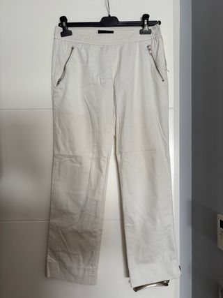 Pantalón blanco talla 36 con cremalleras