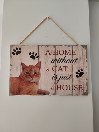 Cuadro decorativo de gato de madera