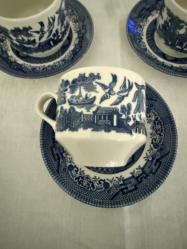 Set 5 Tazze da Tè Churchill  Blu e Bianche