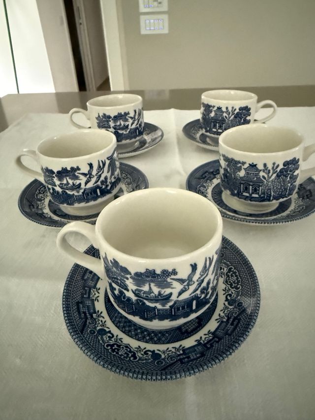 Set 5 Tazze da Tè Churchill  Blu e Bianche