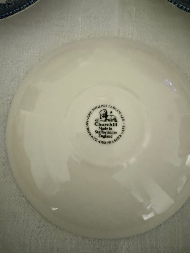 Set 5 Tazze da Tè Churchill  Blu e Bianche