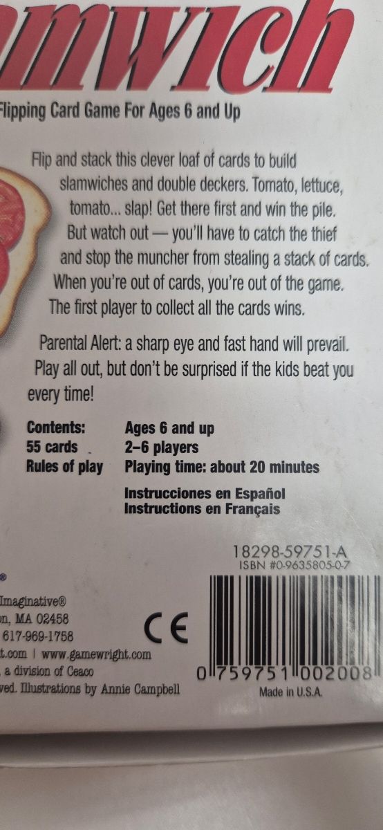 Juego de cartas Slamwich