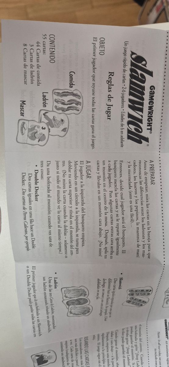 Juego de cartas Slamwich