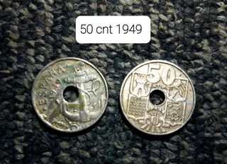 50 Pesetas España 1949 con agujero