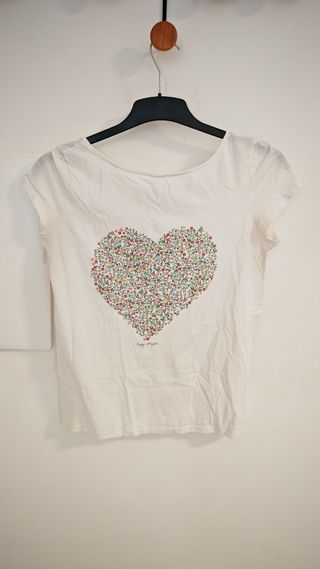 Maglietta t-shirt bianca donna cuore floreale