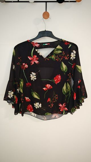 Blusa floreale nera donna