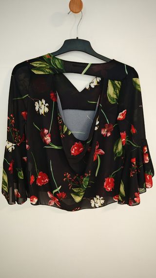 Blusa floreale nera donna