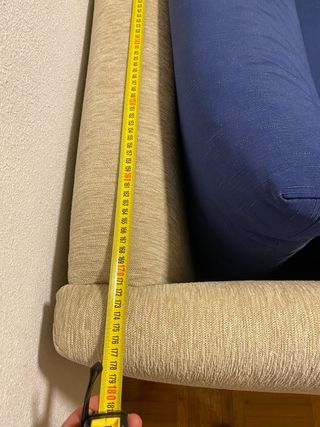 Sofá de 2 plazas beige y azul
