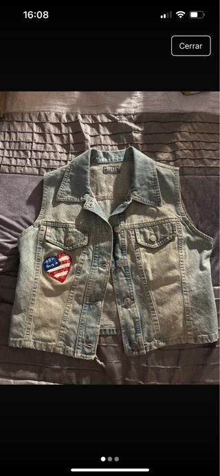 Chaqueta Vaquera Vintage con Parche Bandera USA