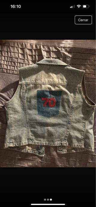 Chaqueta Vaquera Vintage con Parche Bandera USA