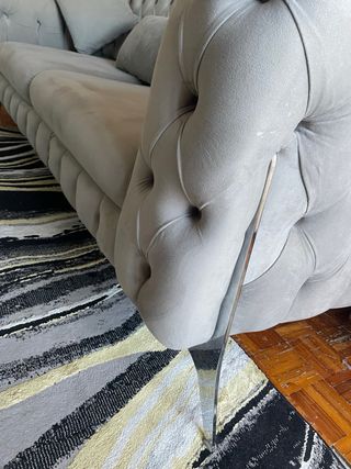 Sofá Chester Beige/Gris Tela Terciopelo