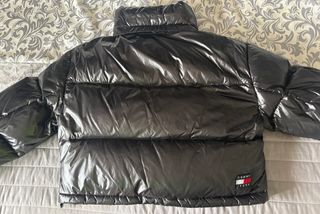Abrigo Tommy Jeans Negro Metalizado Mujer
