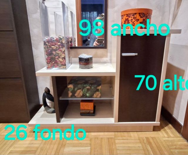 Mueble recibidor wengue-roble 98x70x26