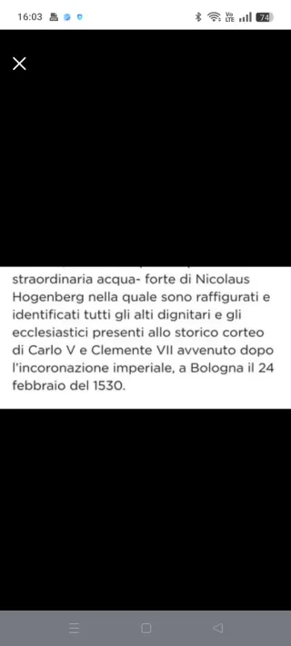 Incisione raffigurante il corteo di CarloV