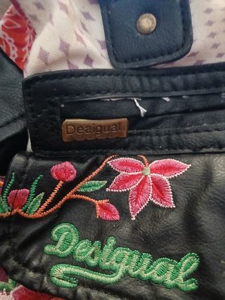 Bolso Desigual Negro Multicolor Bordado