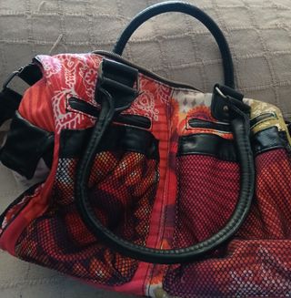 Bolso Desigual Negro Multicolor Bordado