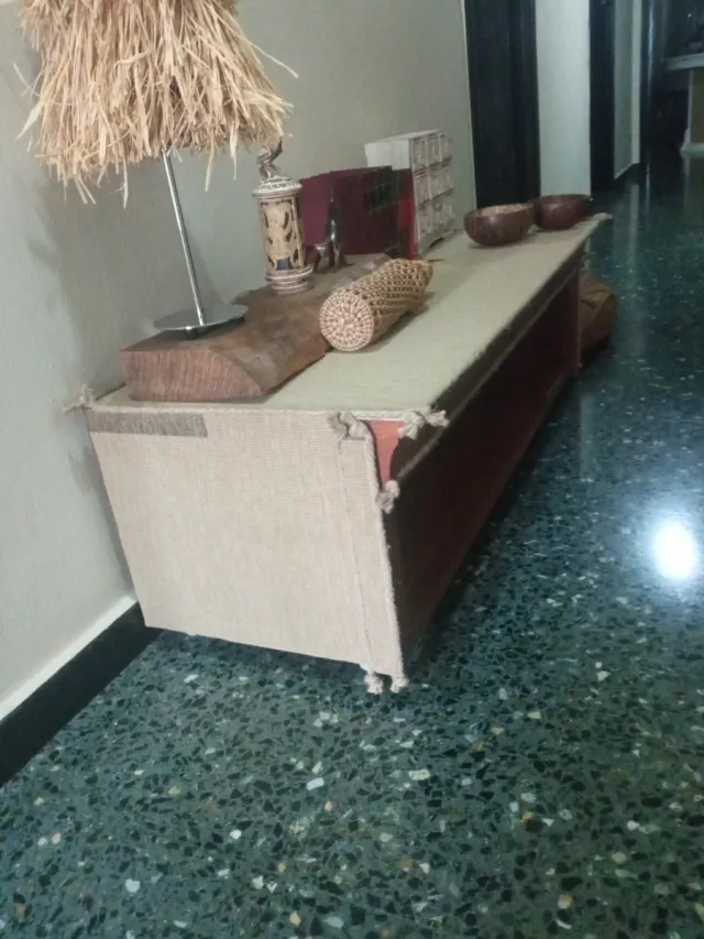 Mueble Estantería Madera Marrón y beige con ruedas