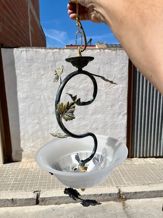 2 Lámparas de techo entrada casa metal y cristal