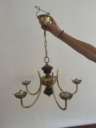 Lámpara de araña de BRONCE dorada y marrón