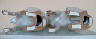 Coppia di cani Art Nouveau Art Nouveau XIX Ceramiche