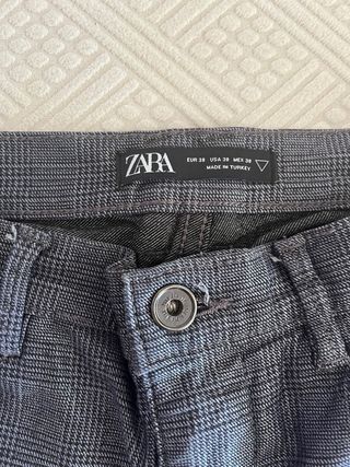 Pantalones Zara Hombre Gris Cuadros