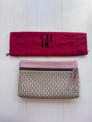 Carolina Herrera Clutch Beige y Rosa