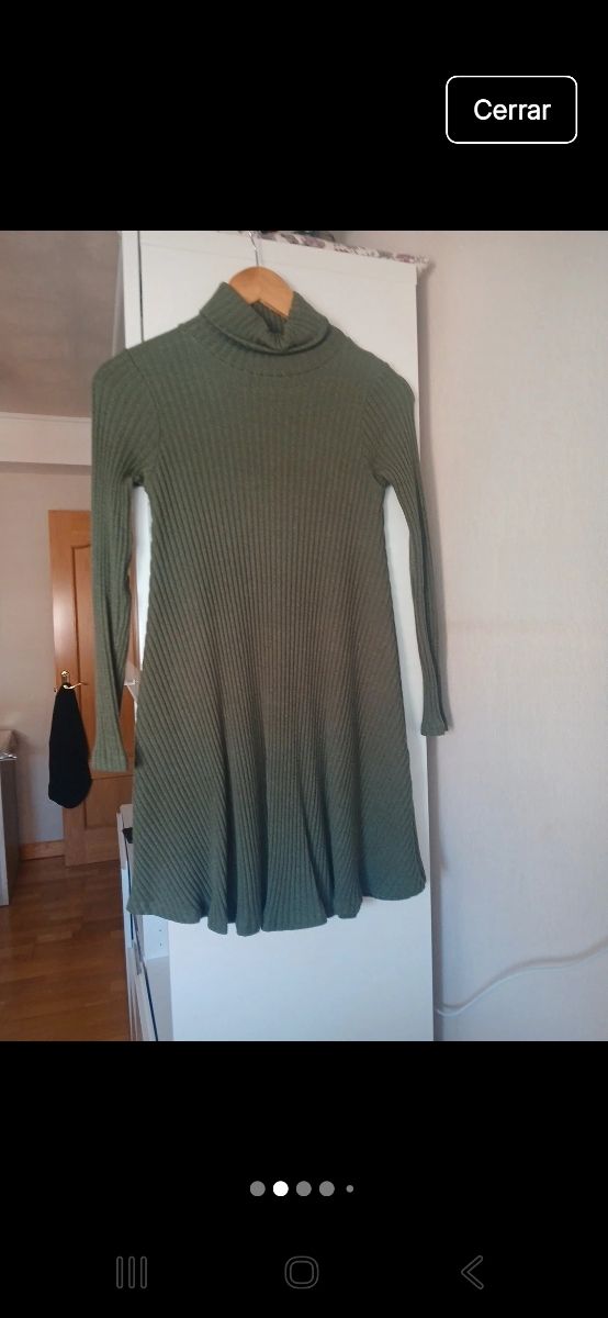 Vestido de punto verde caqui talla S