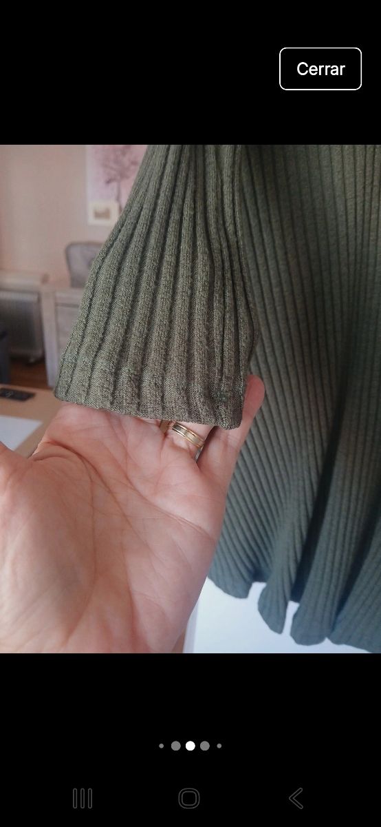 Vestido de punto verde caqui talla S