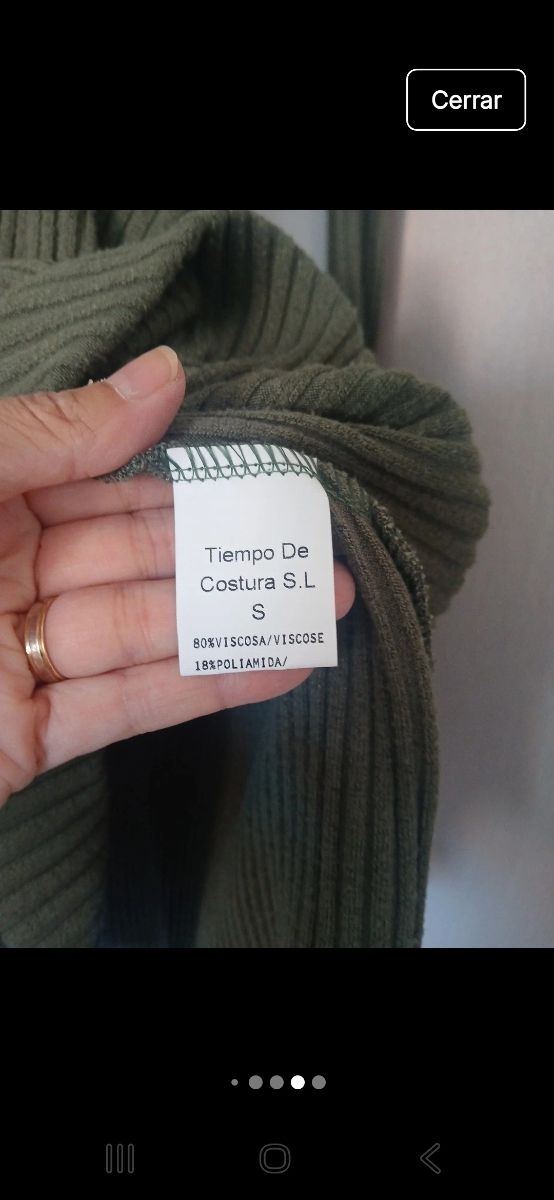 Vestido de punto verde caqui talla S