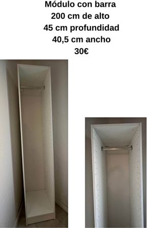 Módulo armario blanco con barra