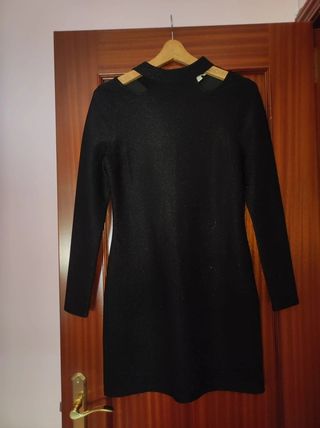 Vestido fiesta mujer negro brillante 