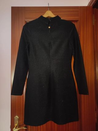 Vestido fiesta mujer negro brillante 