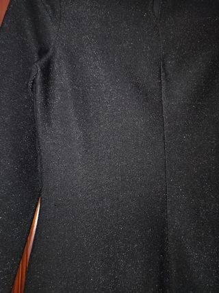 Vestido fiesta mujer negro brillante 