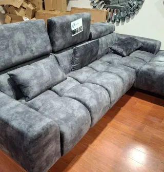 Sofá chaise longue gris