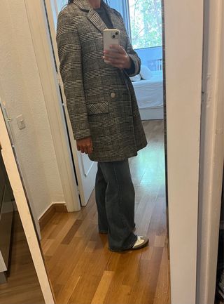 Abrigo cuadros Zara gris