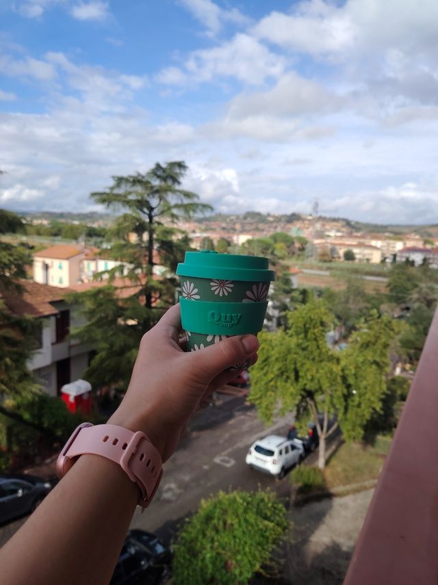 Set 2 Tazze Cappuccino Bambù con Coperchio