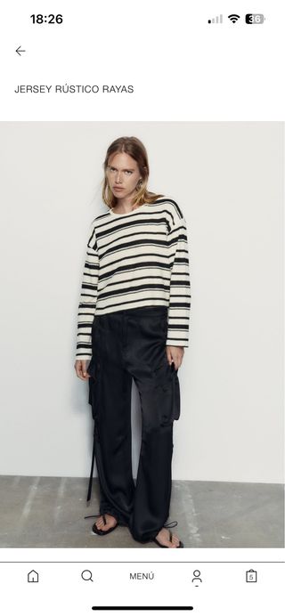 Jersey Zara Rayas Beige/Negro Talla S