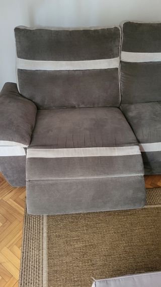 Sillón Eléctrico Reclinable Tela Gris/Beige