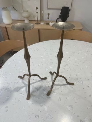 Candelabros vintage dorados de metal