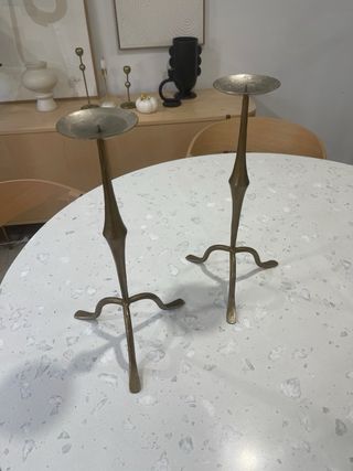 Candelabros vintage dorados de metal