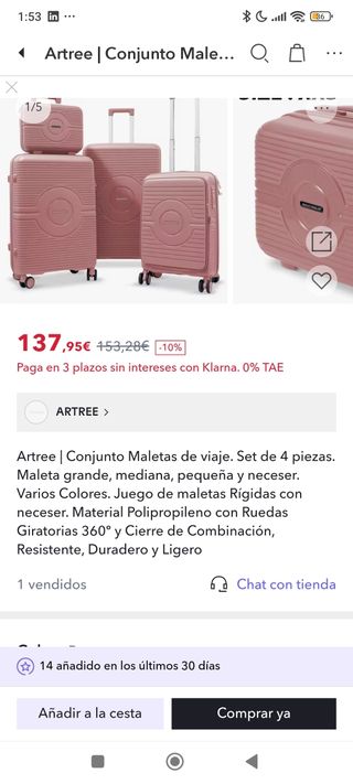 Conjunto Maletas Viaje Artree 4 Piezas Rosa