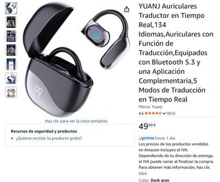 Auriculares con traductor TWS V5.46 M62 Bluetooth
