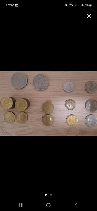 Lote de monedas antiguas y billetes