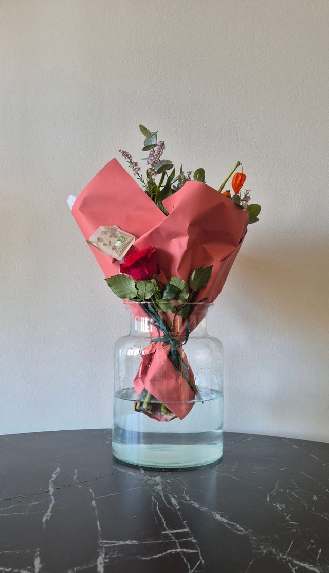 Florero mediano amplio de cristal 20x27cm