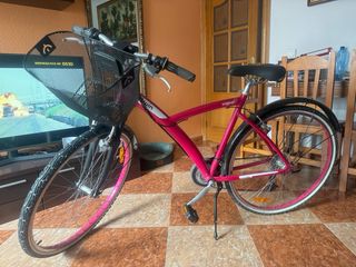 Bicicleta rosa con cesta