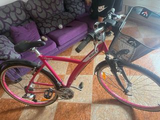 Bicicleta rosa con cesta