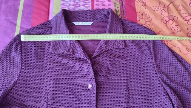 Camisa calada burdeos manga larga