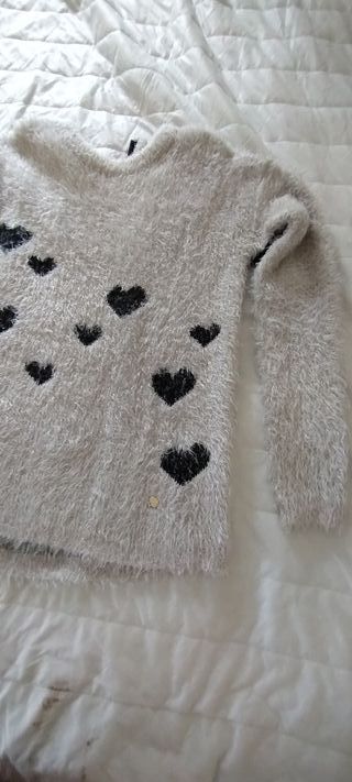 Maglioncino donna grigio con cuori neri