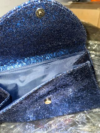 Bolso de fiesta azul con brillos